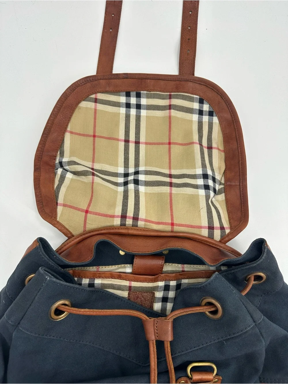 Gilded Age Globetrotter Black Canvas Backpack with Brown Leather Trim
